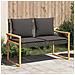 Panca Da Giardino Con Cuscino Nera In Polyrattan E Legno Acacia - Foto miniatura 2