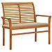 Panca Da Giardino Con Cuscino Beige 112 Cm In Legno Di Teak - Foto miniatura 2