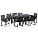 Set da Pranzo da Giardino  9 Pezzi con Cuscini Rattan PE Nero, Tavolo da Giardino Estensibile  Antracite (140-210)x90x73 cm Acciaio - Foto miniatura 3