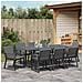 Set da Pranzo da Giardino  9 Pezzi con Cuscini Rattan PE Nero, Tavolo da Giardino Estensibile  Antracite (140-210)x90x73 cm Acciaio - Foto miniatura 4