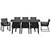 Set da Pranzo da Giardino  9 Pezzi con Cuscini Rattan PE Nero, Tavolo da Giardino Estensibile  Antracite (140-210)x90x73 cm Acciaio - Foto miniatura 7