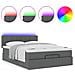Pouf Letto con Materasso e LED Grigio Scuro 140x190 cm - Foto miniatura 5