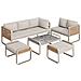 Set Da Giardino, Set Di Mobili In Rattan Per 6-7 Persone, Divano Ad Angolo Con Struttura In Ferro Zincato, Beige - Foto miniatura 2
