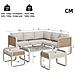 Set Da Giardino, Set Di Mobili In Rattan Per 6-7 Persone, Divano Ad Angolo Con Struttura In Ferro Zincato, Beige - Foto miniatura 4