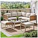 Set Da Giardino, Set Di Mobili In Rattan Per 6-7 Persone, Divano Ad Angolo Con Struttura In Ferro Zincato, Beige - Foto miniatura 1