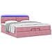 Struttura Letto Pouf con Materassi Rosa 200x200 cm Velluto - Foto miniatura 3