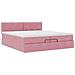 Struttura Letto Pouf con Materassi Rosa 200x200 cm Velluto - Foto miniatura 5