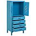 Mobiletto In Legno Con 4 Cassetti E 2 Ante Colore Blu 60x40x140h Cm - Foto miniatura 5