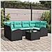 Set Divano da Giardino 7 pcs Nero e Turchese polyrattan - Foto miniatura 2