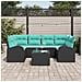 Set Divano da Giardino 7 pcs Nero e Turchese polyrattan - Foto miniatura 3