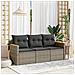 Set Divani Da Giardino 3 Pz Con Cuscini Grigio In Polyrattan - Foto miniatura 1
