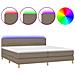 Letto a Molle Materasso e LED tortora 200x200cm in Tessuto - Foto miniatura 1