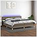 Letto a Molle Materasso e LED tortora 200x200cm in Tessuto - Foto miniatura 8
