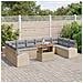 Set da Pranzo Giardino 11 Pezzi con Cuscini Beige Polyrattan Acacia - Foto miniatura 3