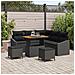 Set di Divano da Giardino  8 Pezzi con Cuscini Rattan Nero Acacia, Divano da Giardino a 2 Posti  con Cuscini Rattan Nero, Set da Pranzo da Giardino  3 Pezzi con Cuscini Rattan Nero Acacia - Foto miniatura 2
