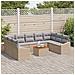 Set Divano da Giardino 10 Pezzi con Cuscini Beige Polyrattan Acacia - Foto miniatura 3