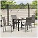 Set da Pranzo per Giardino 5 pcs Grigio Poly Rattan - Foto miniatura 4