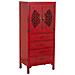 Mobiletto In Legno Con 4 Cassetti E 2 Ante Rosso 60x40x140h Cm - Foto miniatura 1