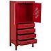 Mobiletto In Legno Con 4 Cassetti E 2 Ante Rosso 60x40x140h Cm - Foto miniatura 5