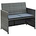 Divano Da Giardino A 2 Posti Con Cuscini Grigio In Polyrattan - Foto miniatura 1