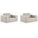 Set 2 Poltrone Con Rivestimento In Tessuto Beige E Struttura Bianca Rovigo - Foto miniatura 1