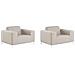 Set 2 Poltrone Con Rivestimento In Tessuto Beige E Struttura Bianca Rovigo - Foto miniatura 12