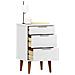 Comodino Bianco 40x35x65 Cm In Legno Massello Di Pino - Foto miniatura 3