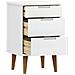 Comodino Bianco 40x35x65 Cm In Legno Massello Di Pino - Foto miniatura 5