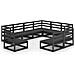 Set Divani Da Giardino 9 Pz Nero In Legno Massello Di Pino - Foto miniatura 1