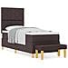 Letto con Box Spring con Materasso & Panchina Marrone Scuro 80x200 cm Tessuto - Foto miniatura 4
