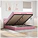 Struttura Letto Pouf con Materasso Rosa 160x200 cm in Velluto - Foto miniatura 2