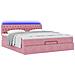 Struttura Letto Pouf con Materasso Rosa 160x200 cm in Velluto - Foto miniatura 3