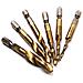 Set Di 6 Punte Per Maschiatura Con Codolo Esagonale, Stile Corto Oro, M8x0.75, Acciaio Al Carbonio - Foto miniatura 1