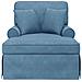 Chaise Longe con Gonna con cuscino 3 pcs Blu Tessuto in Cords - Foto miniatura 4