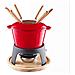 71711 - Set per fonduta in ghisa smaltata, supporto in ferro con base in legno - Foto miniatura 1