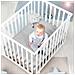 Box Per Bambini Style - 75x100 - Incl. Cuscinetti Di Protezione Grigio E Ruote - Legno Bianco - Foto miniatura 2