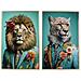 Quadro Home Esprit Coloniale Leone 63 X 3,5 X 93 Cm (2 Unità) - Foto miniatura 1