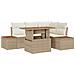Set da Pranzo Giardino 5 Pezzi con Cuscini Beige in Polyrattan e Acacia - Foto miniatura 1