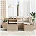Set da Pranzo Giardino 5 Pezzi con Cuscini Beige in Polyrattan e Acacia - Foto miniatura 3