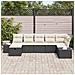 Set di divani da giardino a 7 pezzi con cuscini neri in polyrattan - Foto miniatura 3