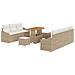 Set Divano da Giardino 10 Pezzi con Cuscini Beige Polyrattan Acacia,  Divano da Giardino 2 Posti con Cuscini Beige Polyrattan,  Set da Pranzo Giardino 3 Pezzi con Cuscini Beige Polyrattan Acacia - Foto miniatura 1