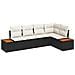 Set Divano da Giardino da 5 pezzi con cuscini Nero Polyrattan Acacia - Foto miniatura 1
