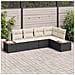 Set Divano da Giardino da 5 pezzi con cuscini Nero Polyrattan Acacia - Foto miniatura 2