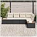 Set Divano da Giardino da 5 pezzi con cuscini Nero Polyrattan Acacia - Foto miniatura 3