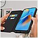 Custodia A Libretto Con Funzione Supporto Nera Per Oppo A74 - Foto miniatura 8