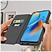 Custodia A Libretto Con Funzione Supporto Nera Per Oppo A74 - Foto miniatura 3