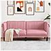 Divano A 2 Posti Rosa In Velluto - Foto miniatura 1