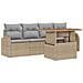 Set da Pranzo Giardino 5 Pezzi con Cuscini Beige Polyrattan Acacia - Foto miniatura 1
