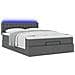 Pouf Letto con Materasso e LED Grigio Scuro 140x200 cm - Foto miniatura 6