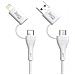 Cavo Di Ricarica 3a E Sincronizzazione 4-in-1 Usb / Usb-c / Lightning Pd 60w, Bianco - Foto miniatura 1